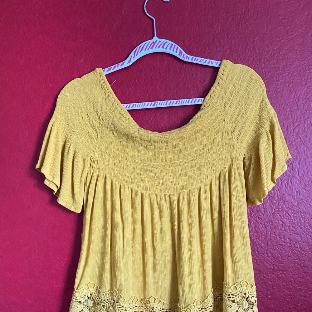 Like new mustard off the shoulder blouse